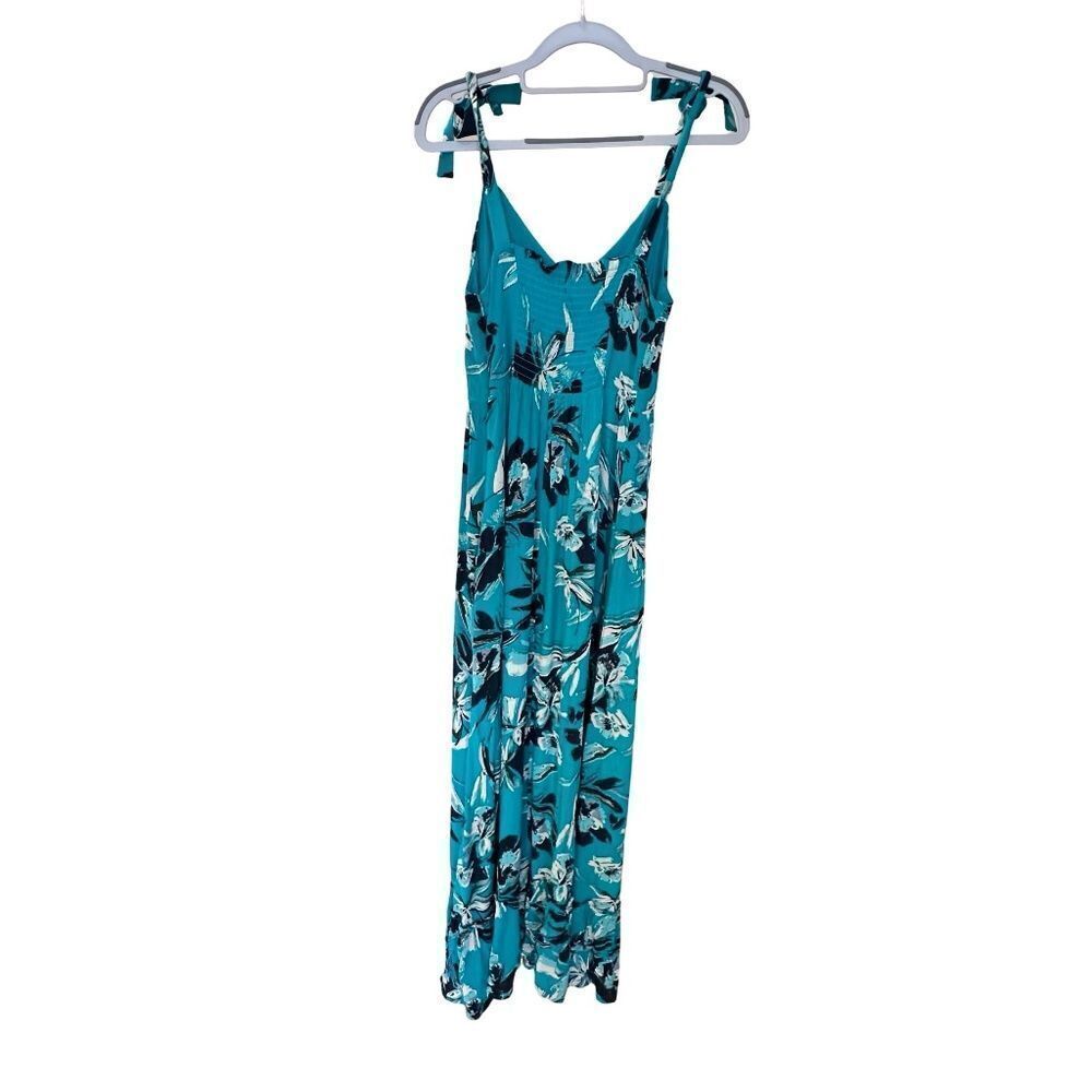 NWT Tahari Floral Long Flowy Maxi Dress Adjustable Straps Blue Size 4